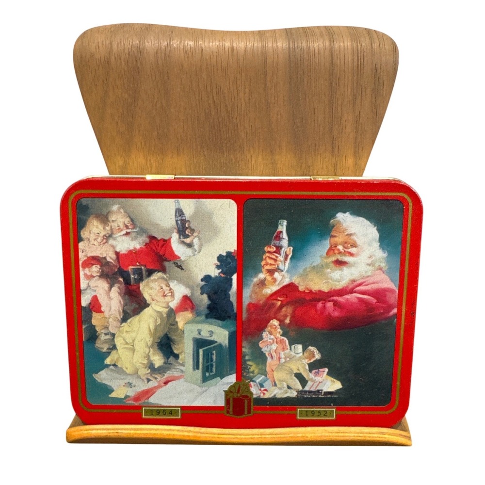 Vintage 1996 Coca-Cola Playing Cards Tin Set 2 Decks Santa Claus